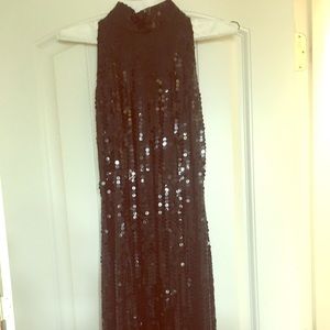 Sexy black sequined evening gown